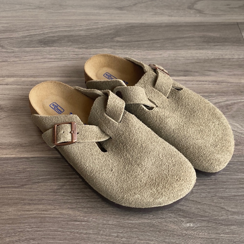 Taupe Boston Birkenstocks - Size 37